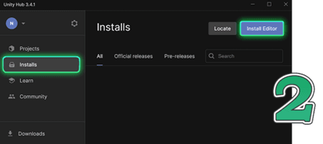 Install Unity Editor step 2