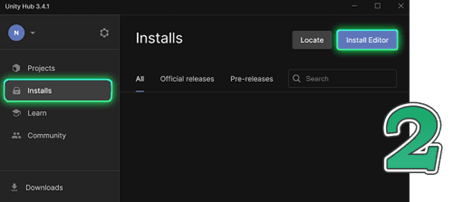 install unity editor step 2